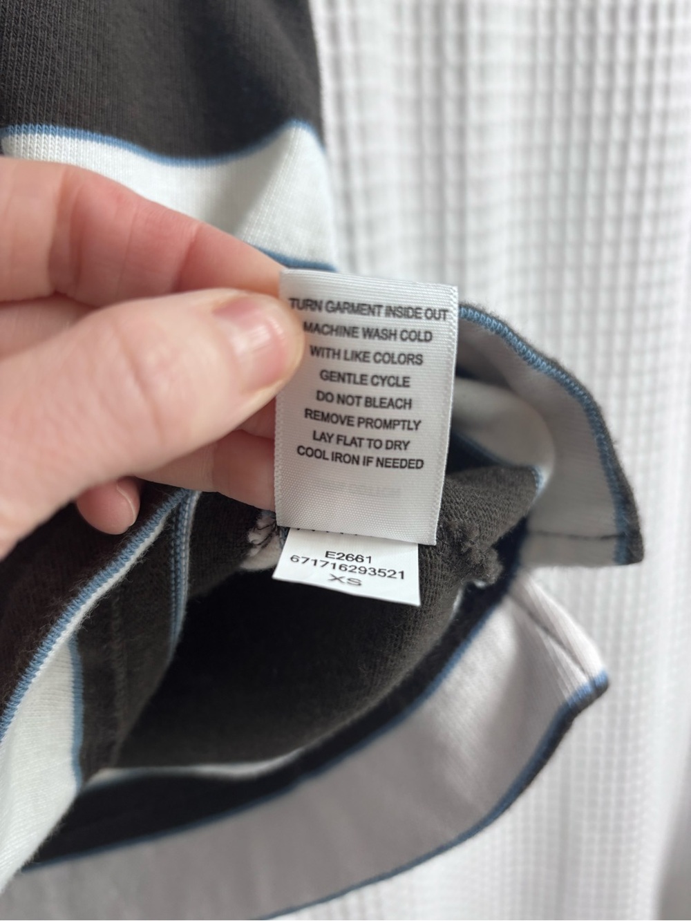 AYR Dark Grey & White Striped Crewneck with Blue Accent - Picture 6 of 7